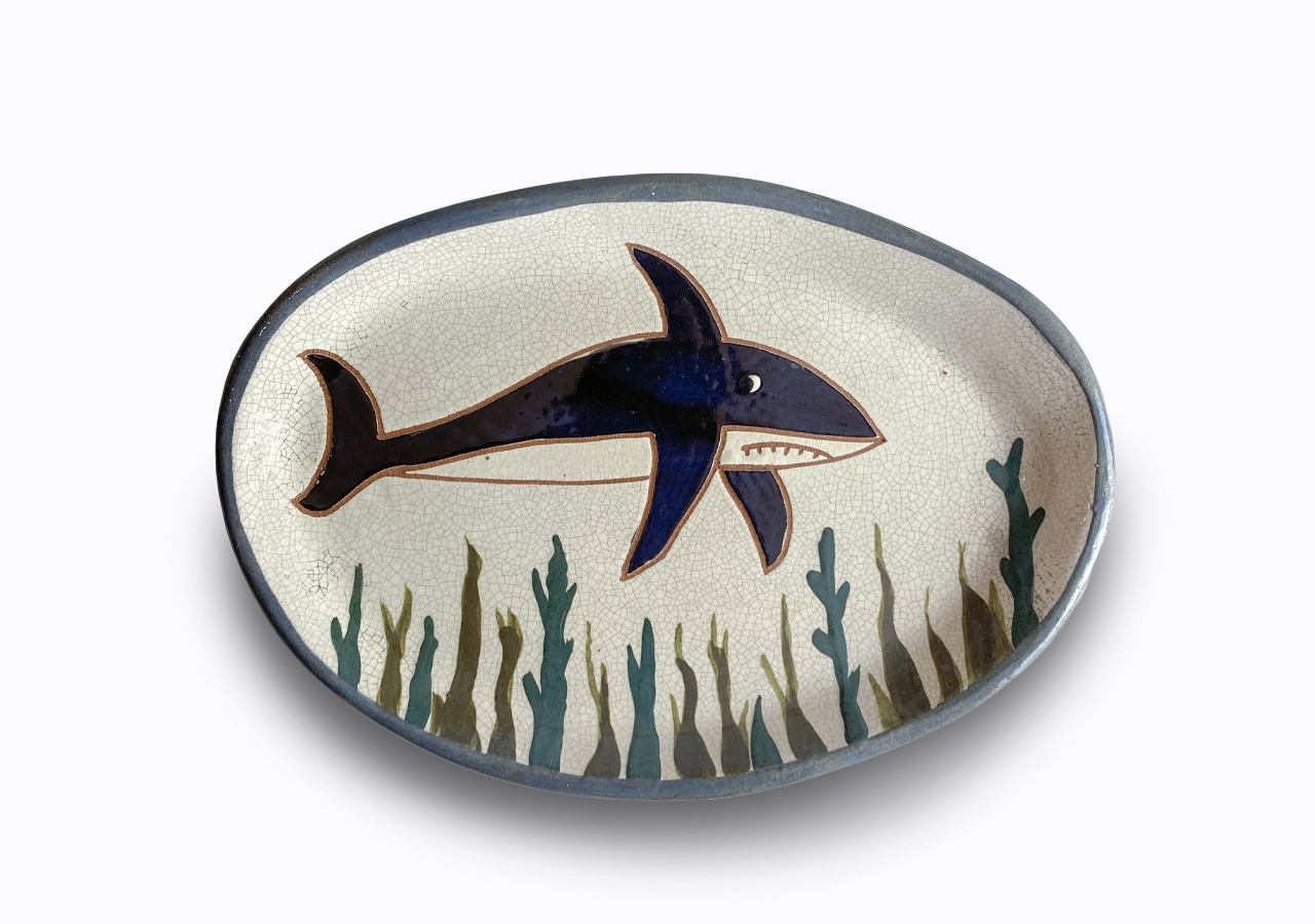 Cápás ovális tál